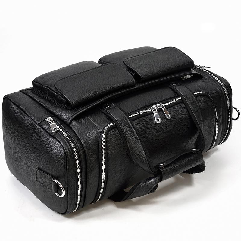 Black Leather Duffle Bag | MERIDA - Image 10