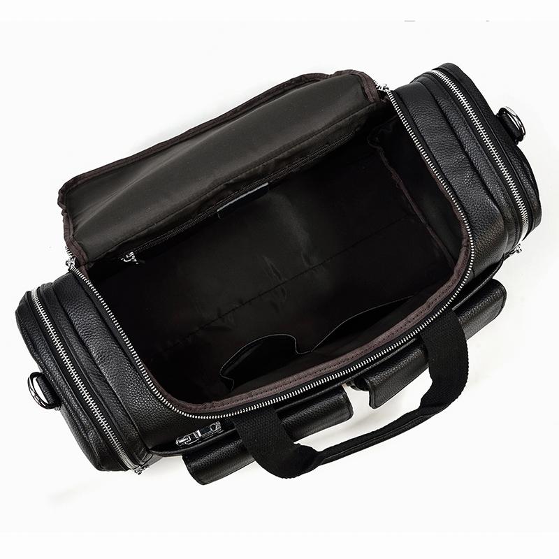 Black Leather Duffle Bag | MERIDA - Image 12
