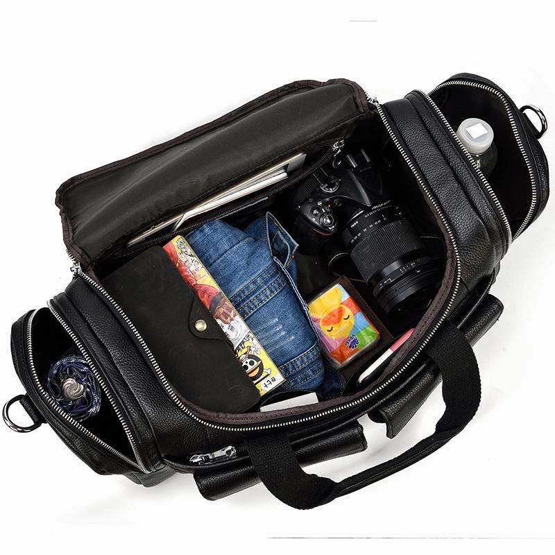 Black Leather Duffle Bag | MERIDA - Image 13