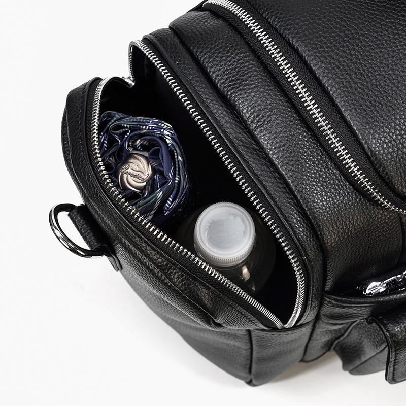 Black Leather Duffle Bag | MERIDA - Image 16
