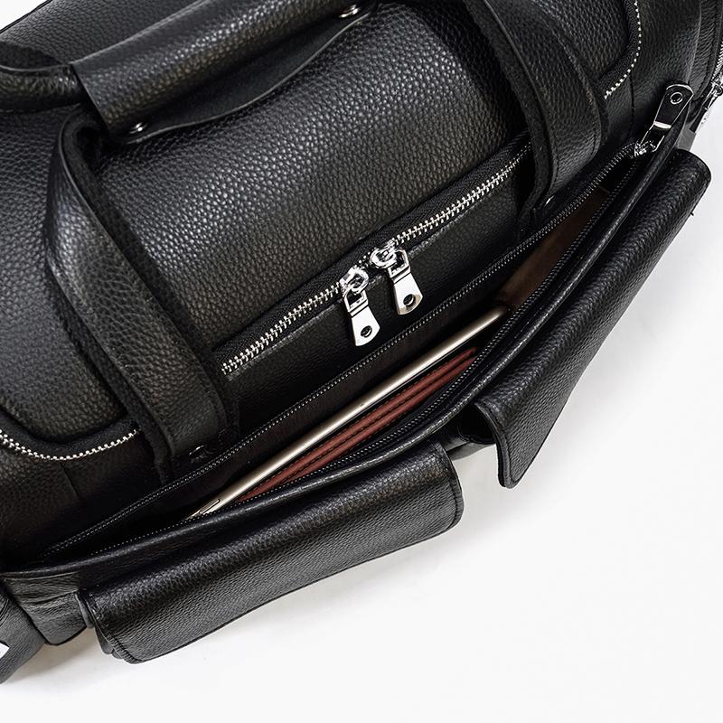 Black Leather Duffle Bag | MERIDA - Image 20