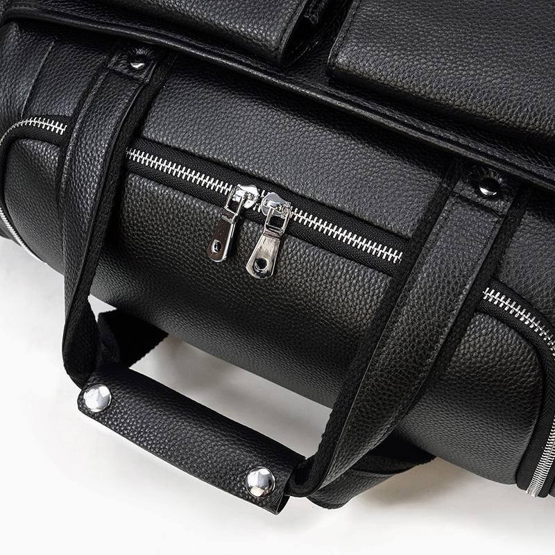 Black Leather Duffle Bag | MERIDA - Image 21