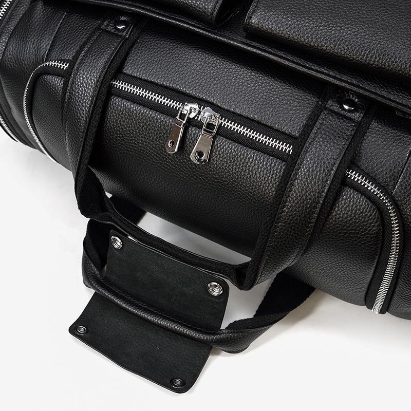 Black Leather Duffle Bag | MERIDA - Image 24