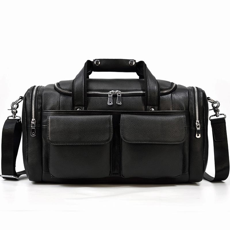 Black Leather Duffle Bag | MERIDA - Image 3