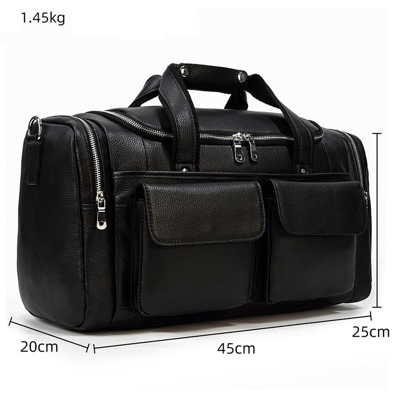 Black Leather Duffle Bag | MERIDA - Image 4