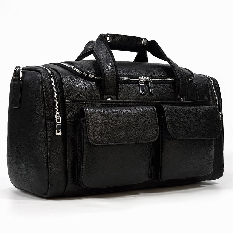 Black Leather Duffle Bag | MERIDA - Image 5