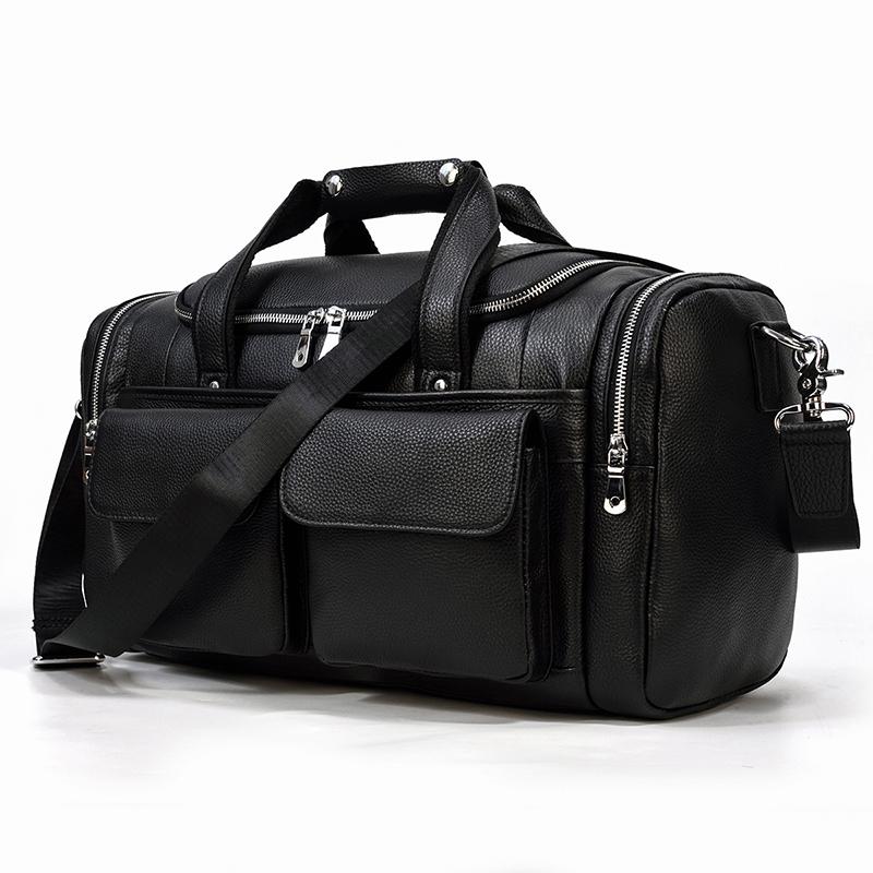 Black Leather Duffle Bag | MERIDA - Image 6