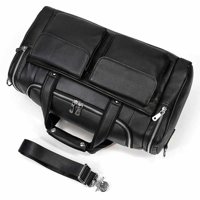 Black Leather Duffle Bag | MERIDA - Image 8