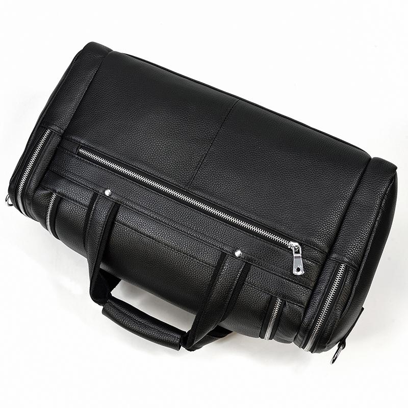 Black Leather Duffle Bag | MERIDA - Image 9