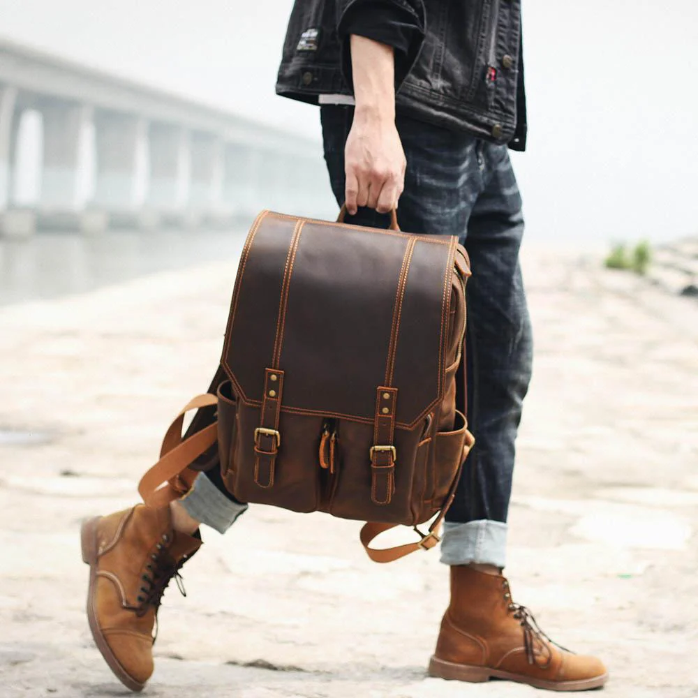 Brown Leather Rucksack | ÅRE - Image 35