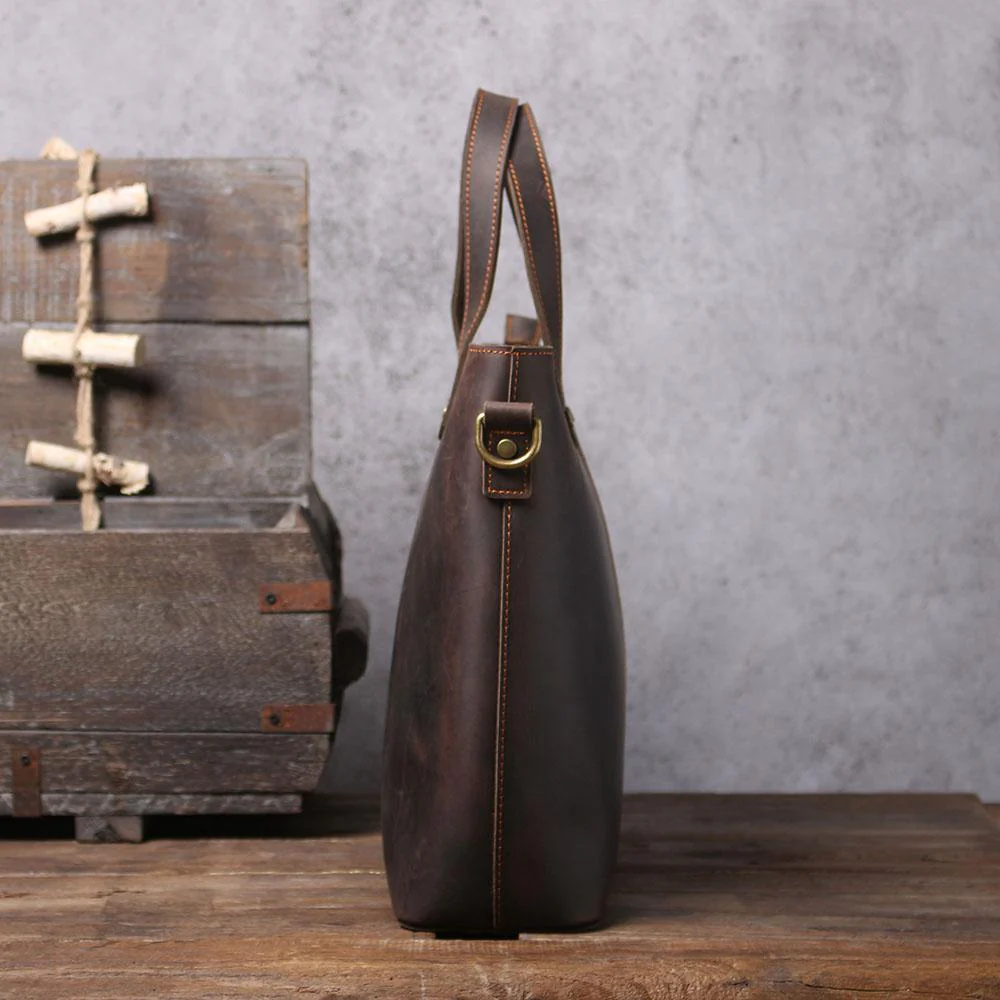 Brown Leather Tote Bag | AIKA - Image 10