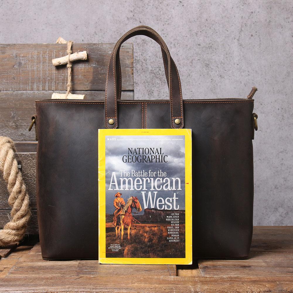 Brown Leather Tote Bag | AIKA - Image 15