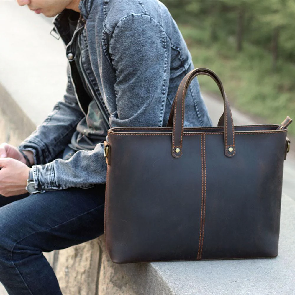 Brown Leather Tote Bag | AIKA - Image 25
