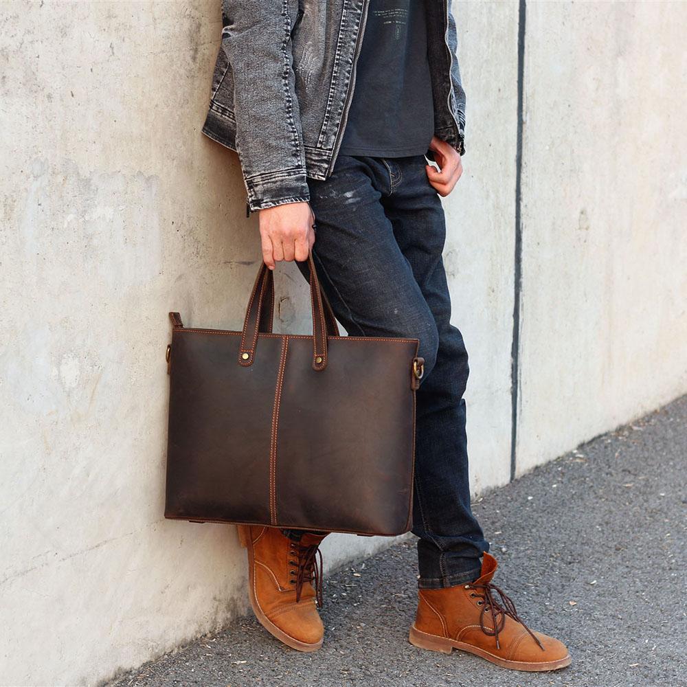 Brown Leather Tote Bag | AIKA - Image 27