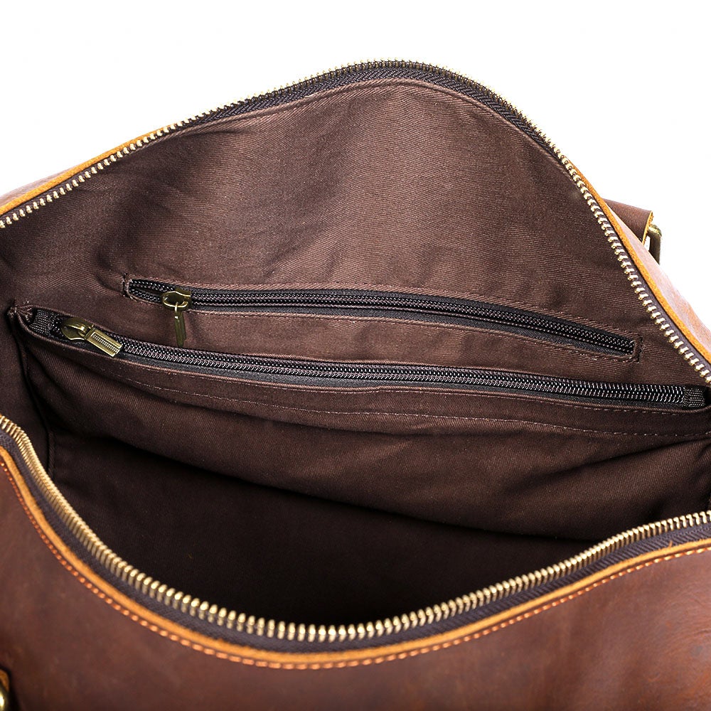 Brown Leather Weekender Bag | JANEIRO - Image 10