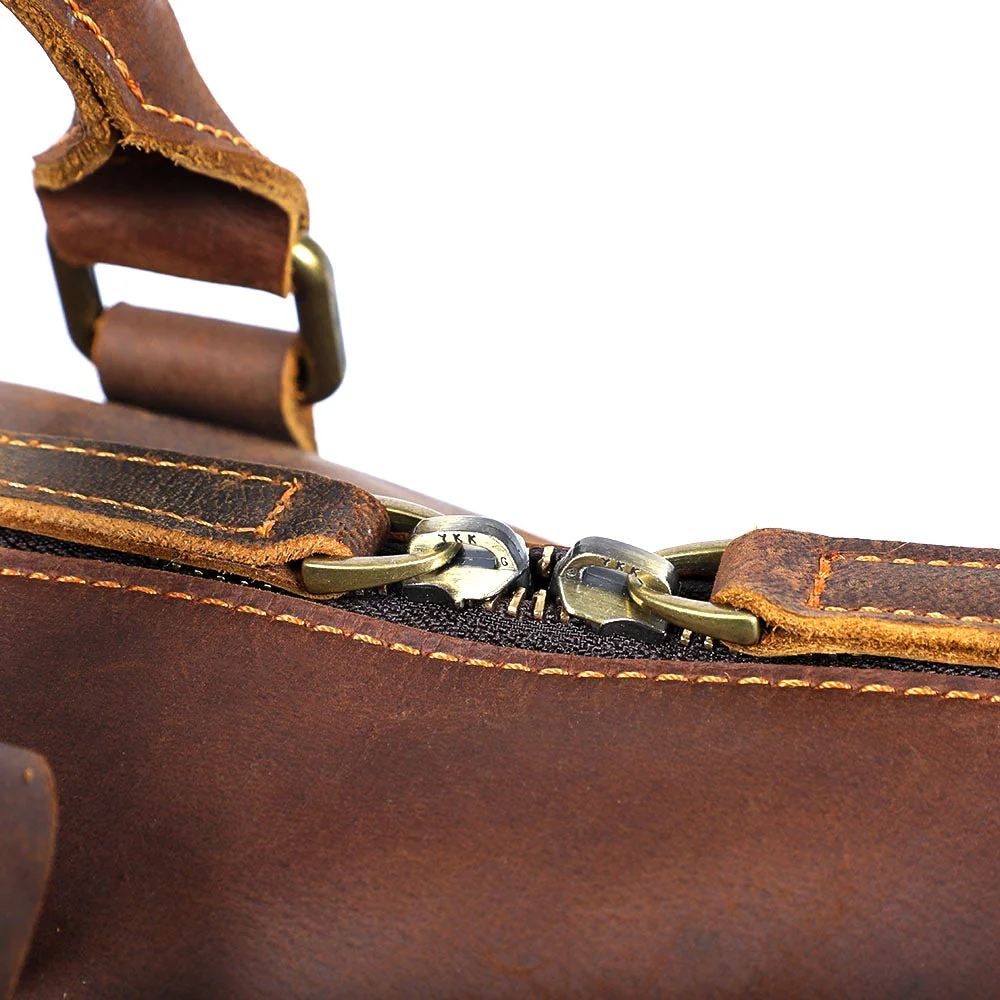 Brown Leather Weekender Bag | JANEIRO - Image 11
