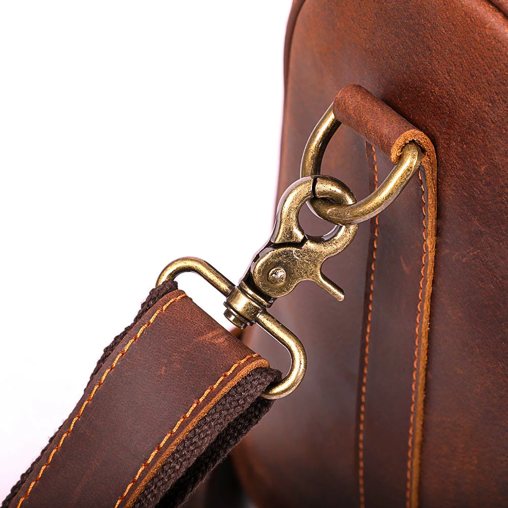 Brown Leather Weekender Bag | JANEIRO - Image 13