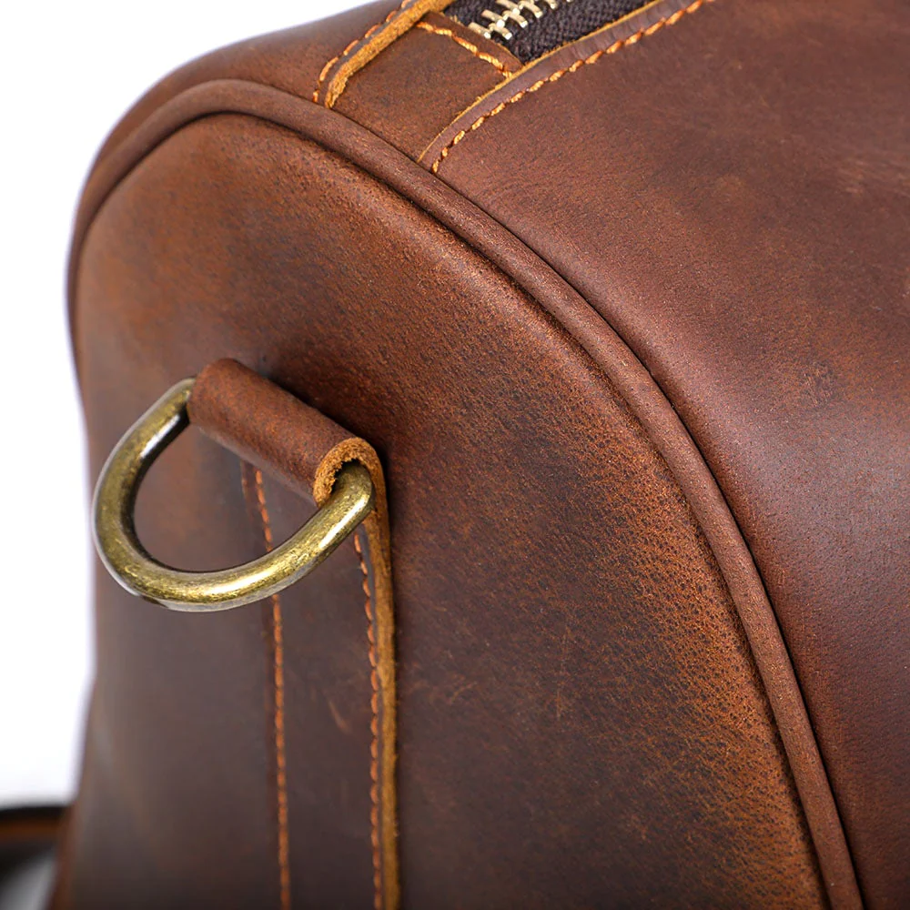 Brown Leather Weekender Bag | JANEIRO - Image 14