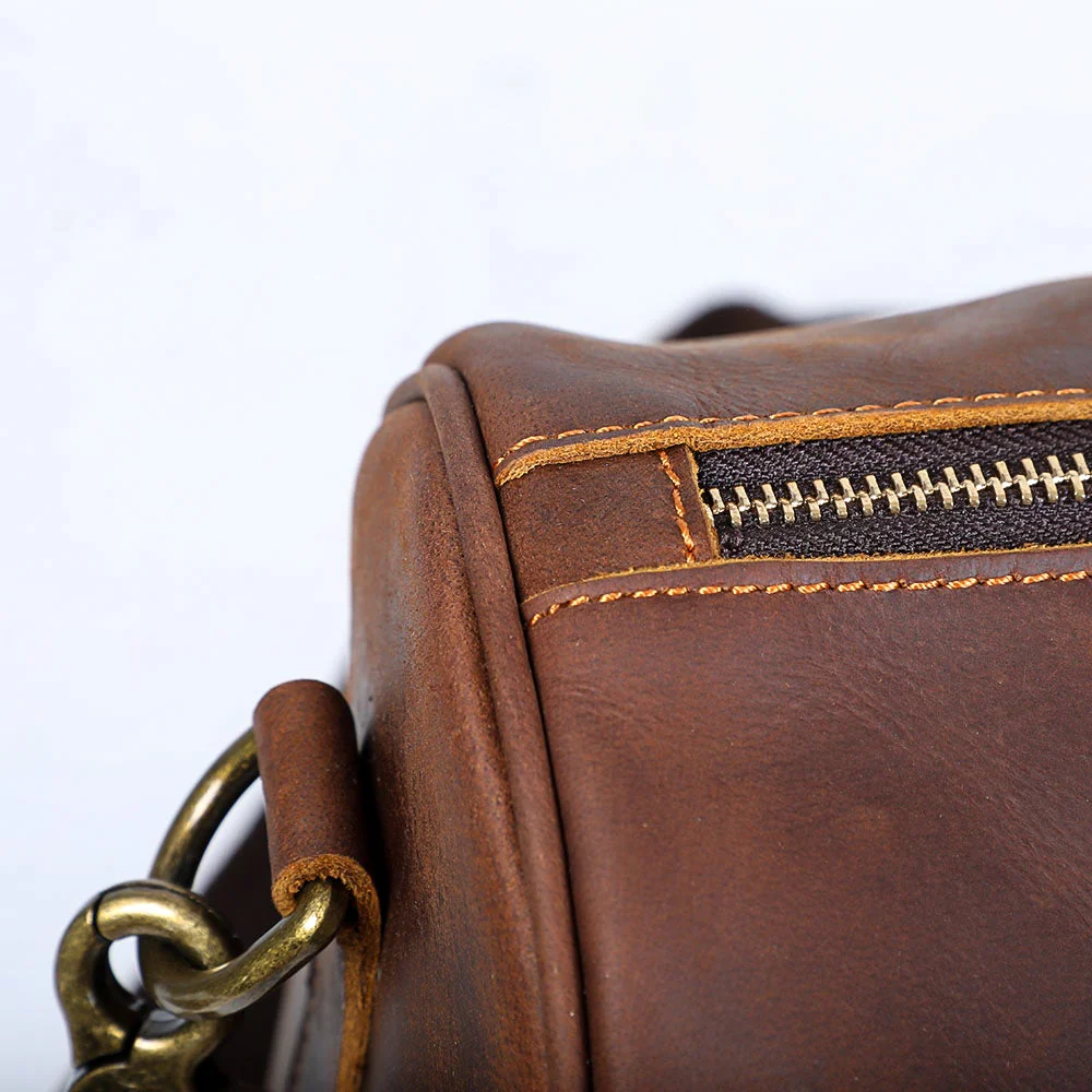 Brown Leather Weekender Bag | JANEIRO - Image 15
