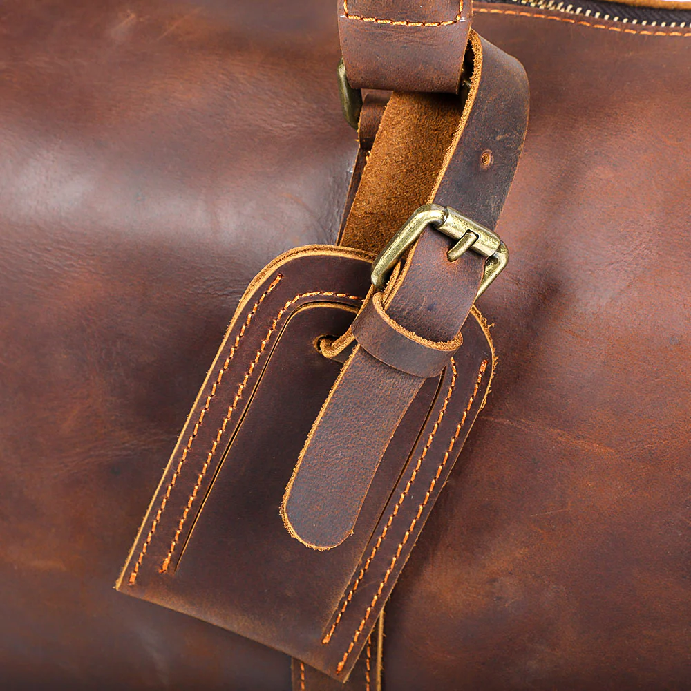 Brown Leather Weekender Bag | JANEIRO - Image 16