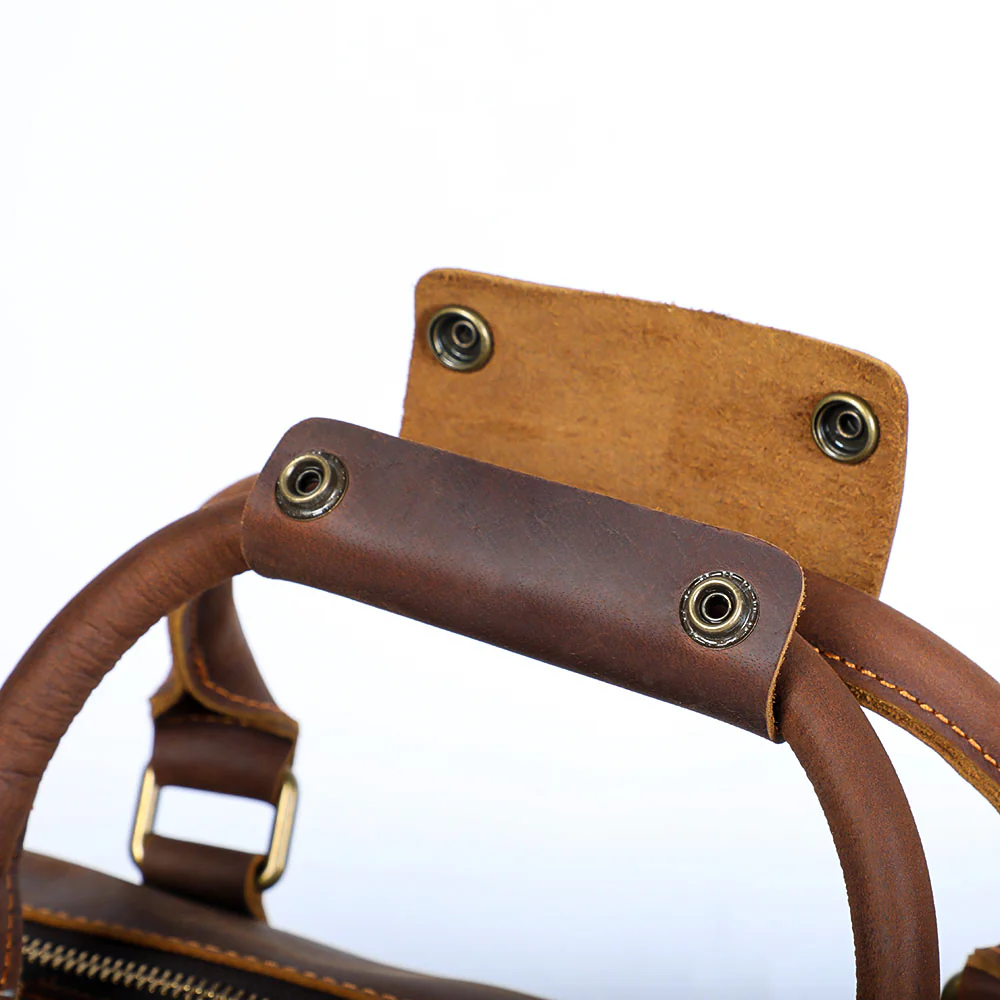 Brown Leather Weekender Bag | JANEIRO - Image 17