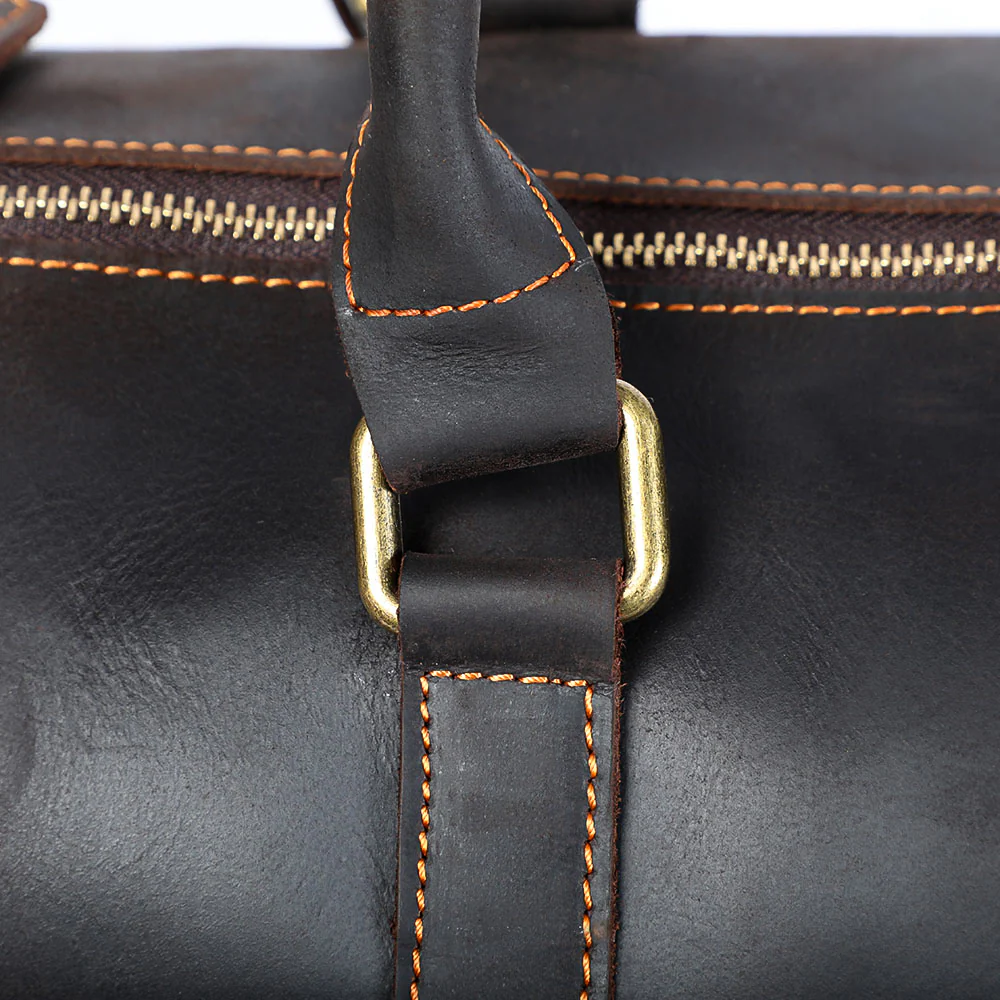Brown Leather Weekender Bag | JANEIRO - Image 24