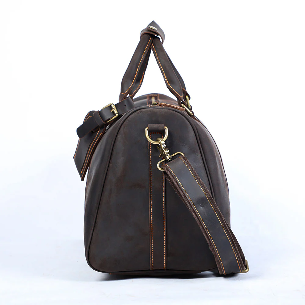 Brown Leather Weekender Bag | JANEIRO - Image 26