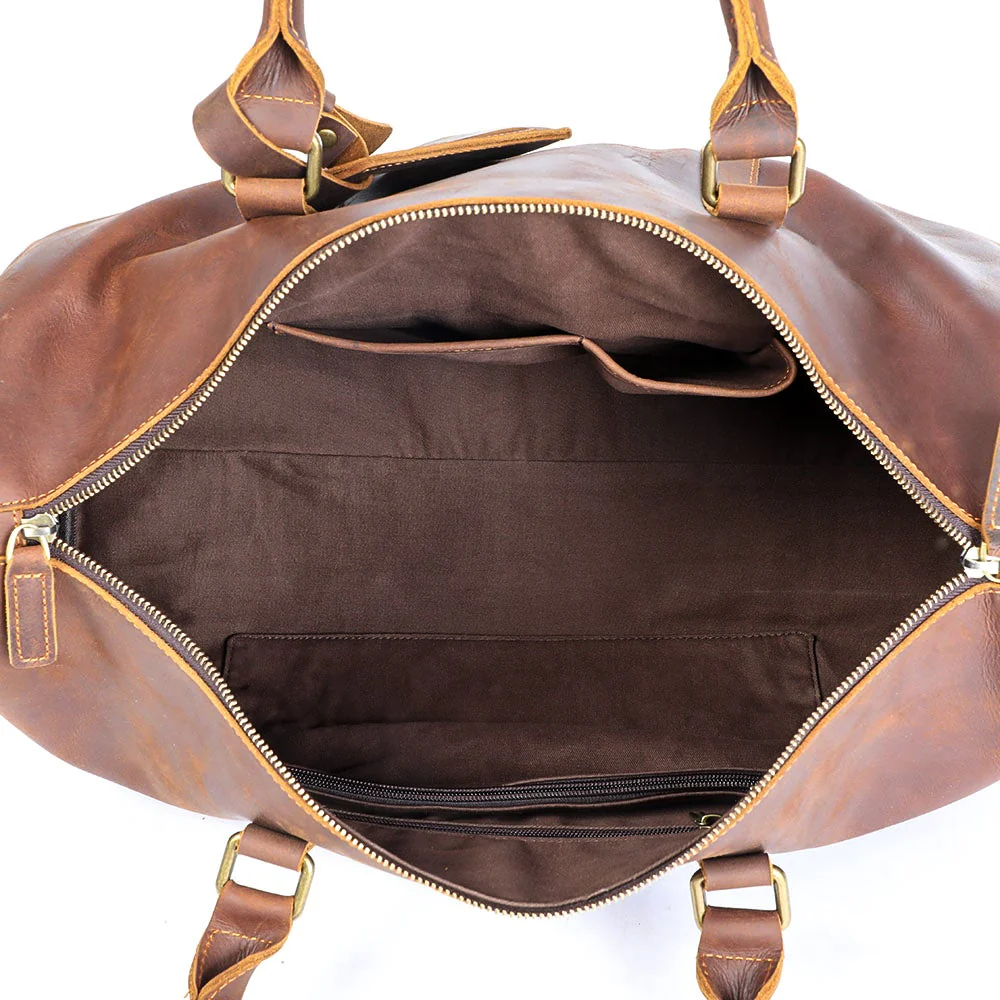 Brown Leather Weekender Bag | JANEIRO - Image 8