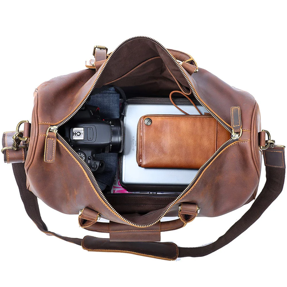 Brown Leather Weekender Bag | JANEIRO - Image 9