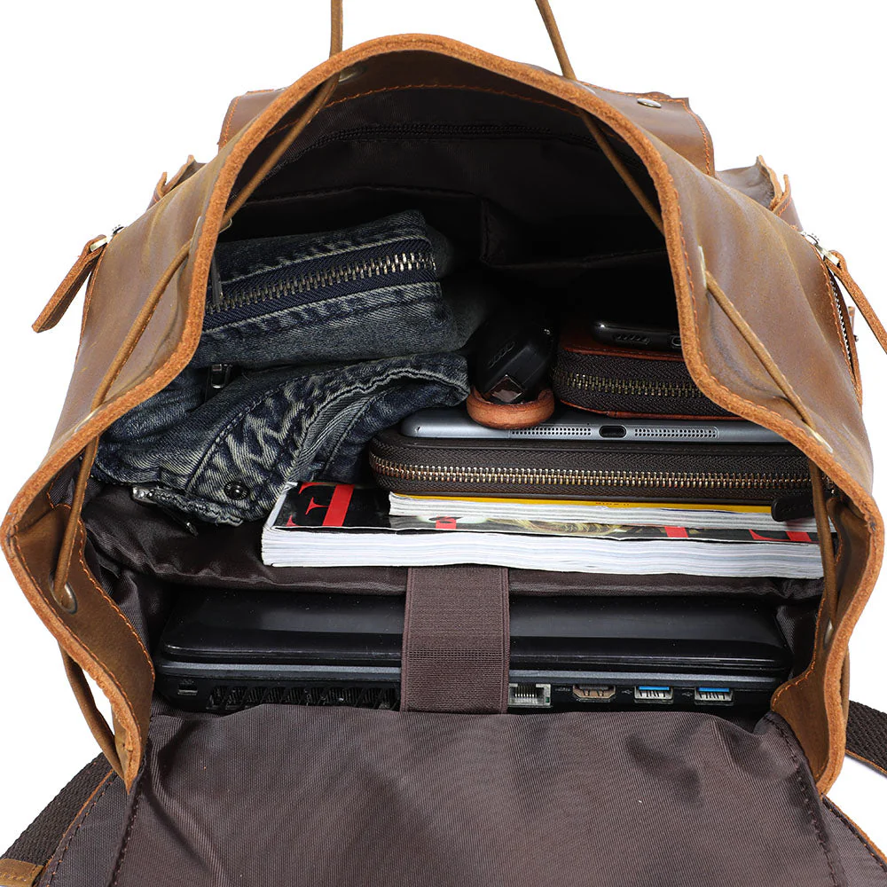 Brown Leather Backpack | KYLO - Image 13