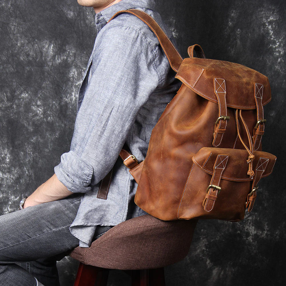 Leather Knapsack | KALINKA - Image 12