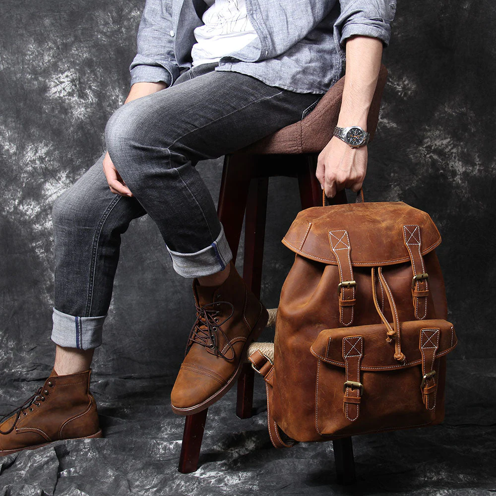 Leather Knapsack | KALINKA - Image 14