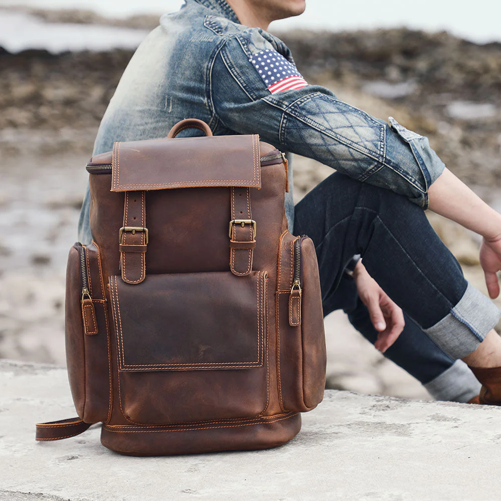 Leather Laptop Backpack | HORE - Image 11