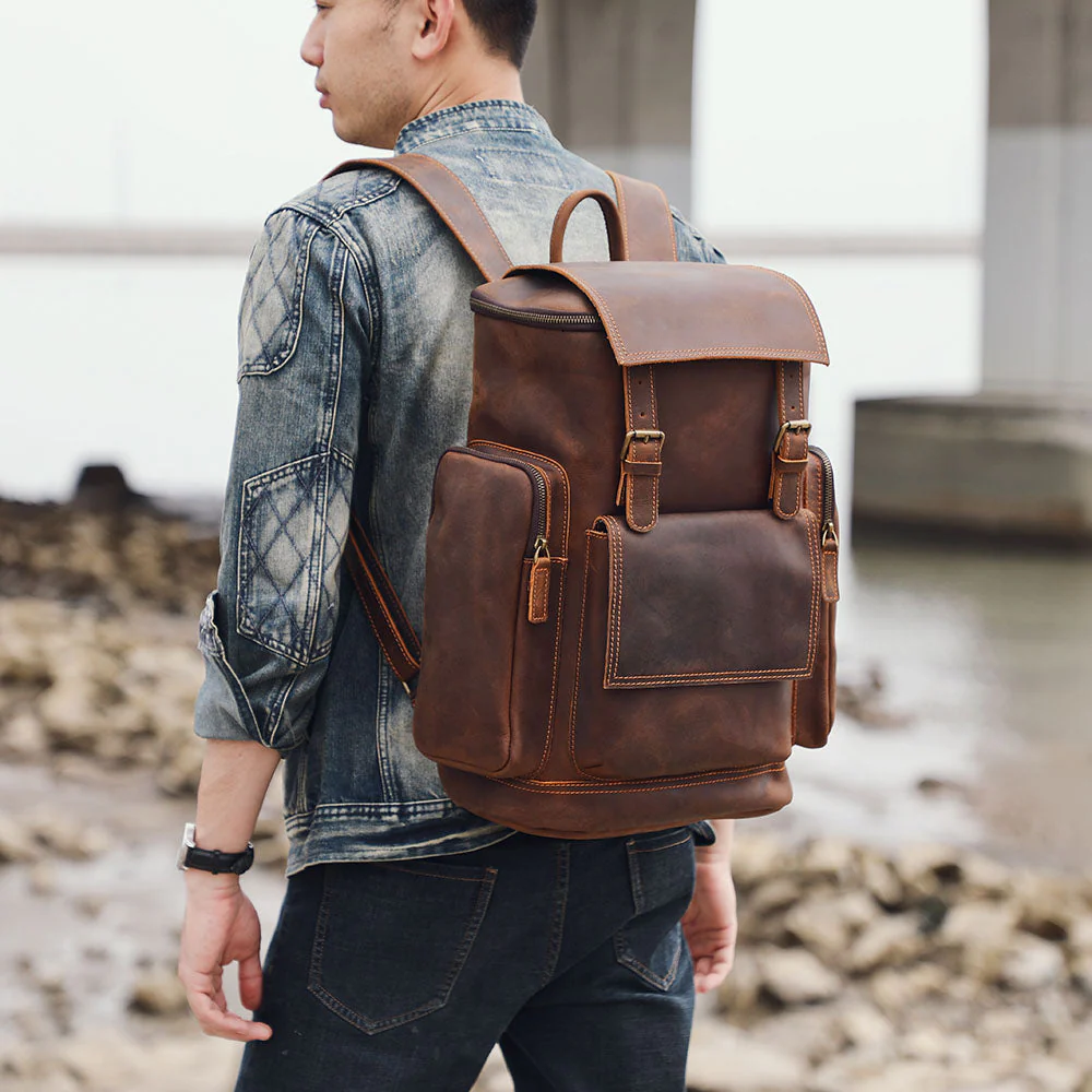 Leather Laptop Backpack | HORE - Image 13