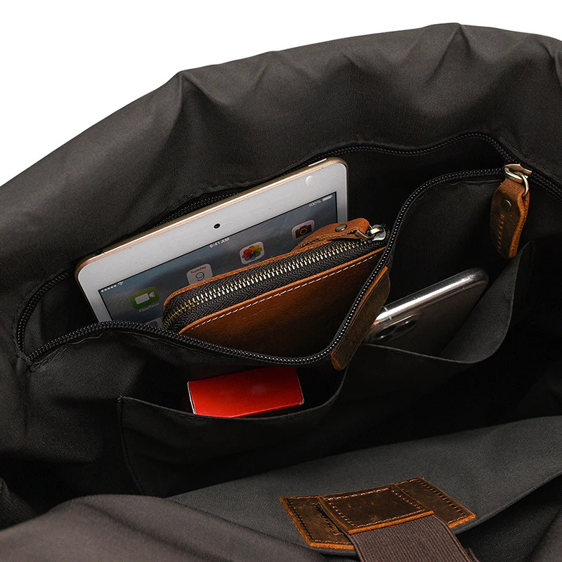Leather Roll Top Backpack | INDIANA - Image 10
