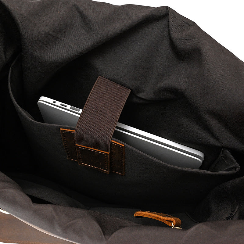 Leather Roll Top Backpack | INDIANA - Image 11