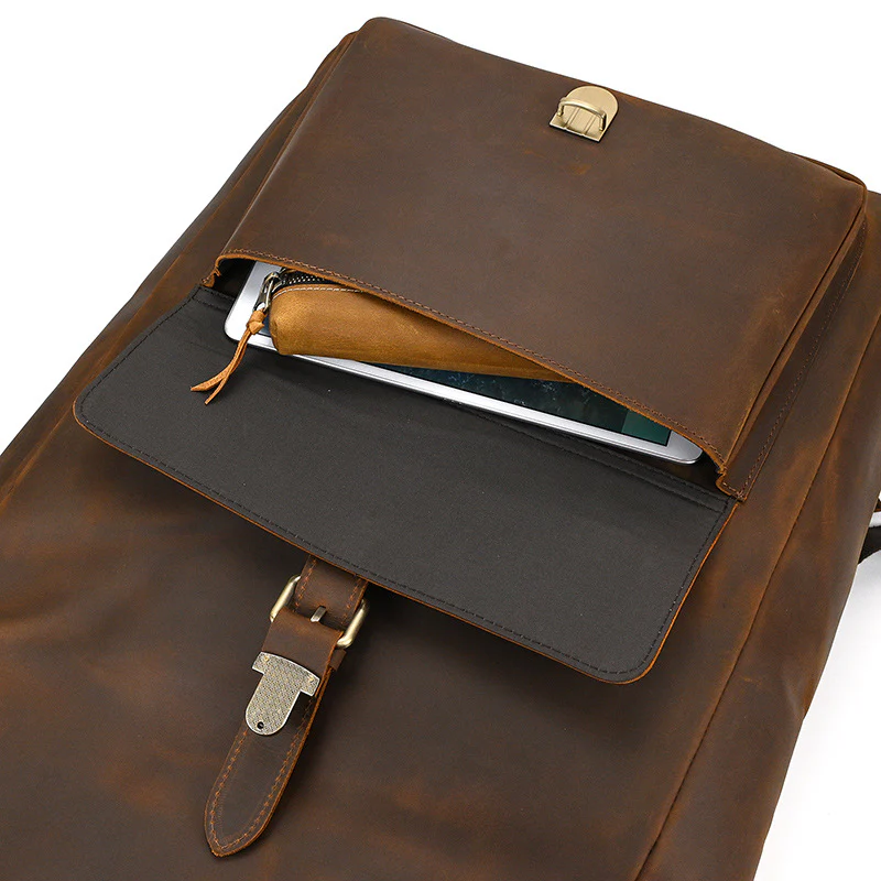 Leather Roll Top Backpack | INDIANA - Image 13