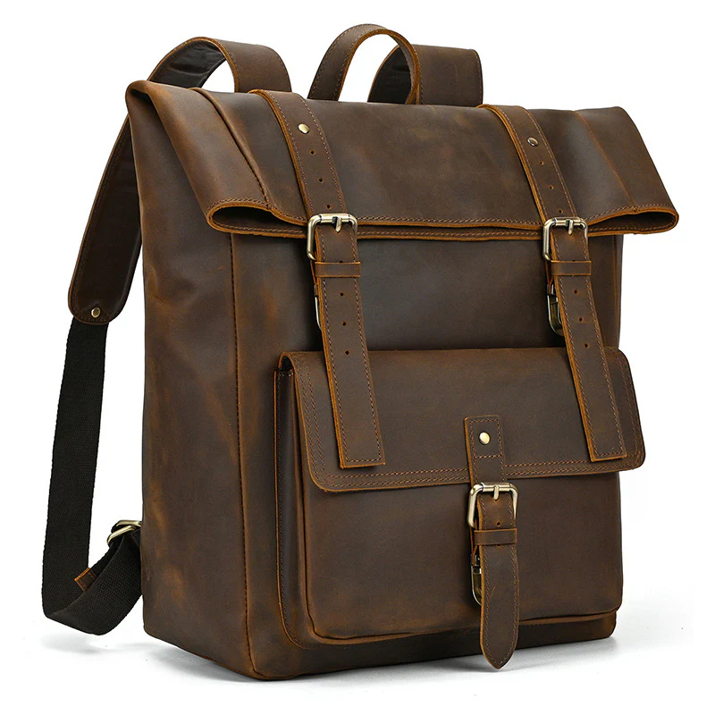 Leather Roll Top Backpack | INDIANA - Image 3