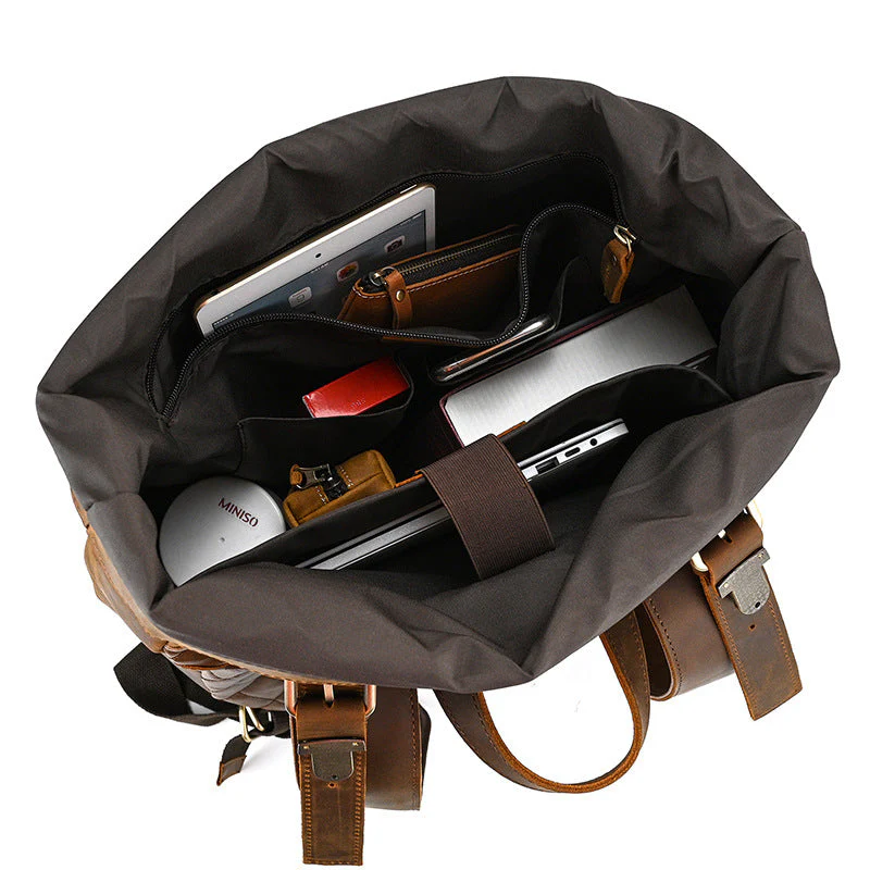 Leather Roll Top Backpack | INDIANA - Image 9