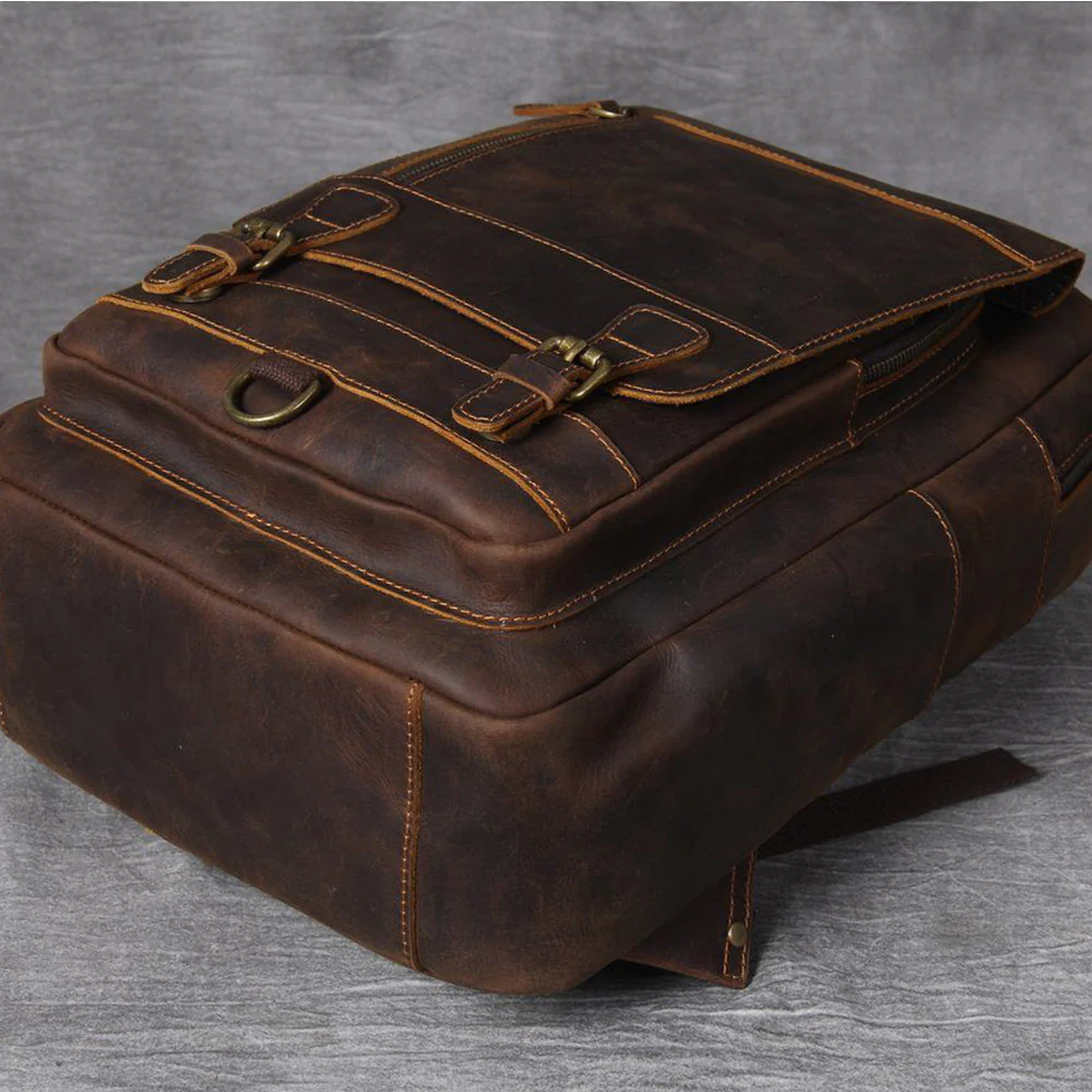 Tan Leather Backpack | CAREA - Image 14