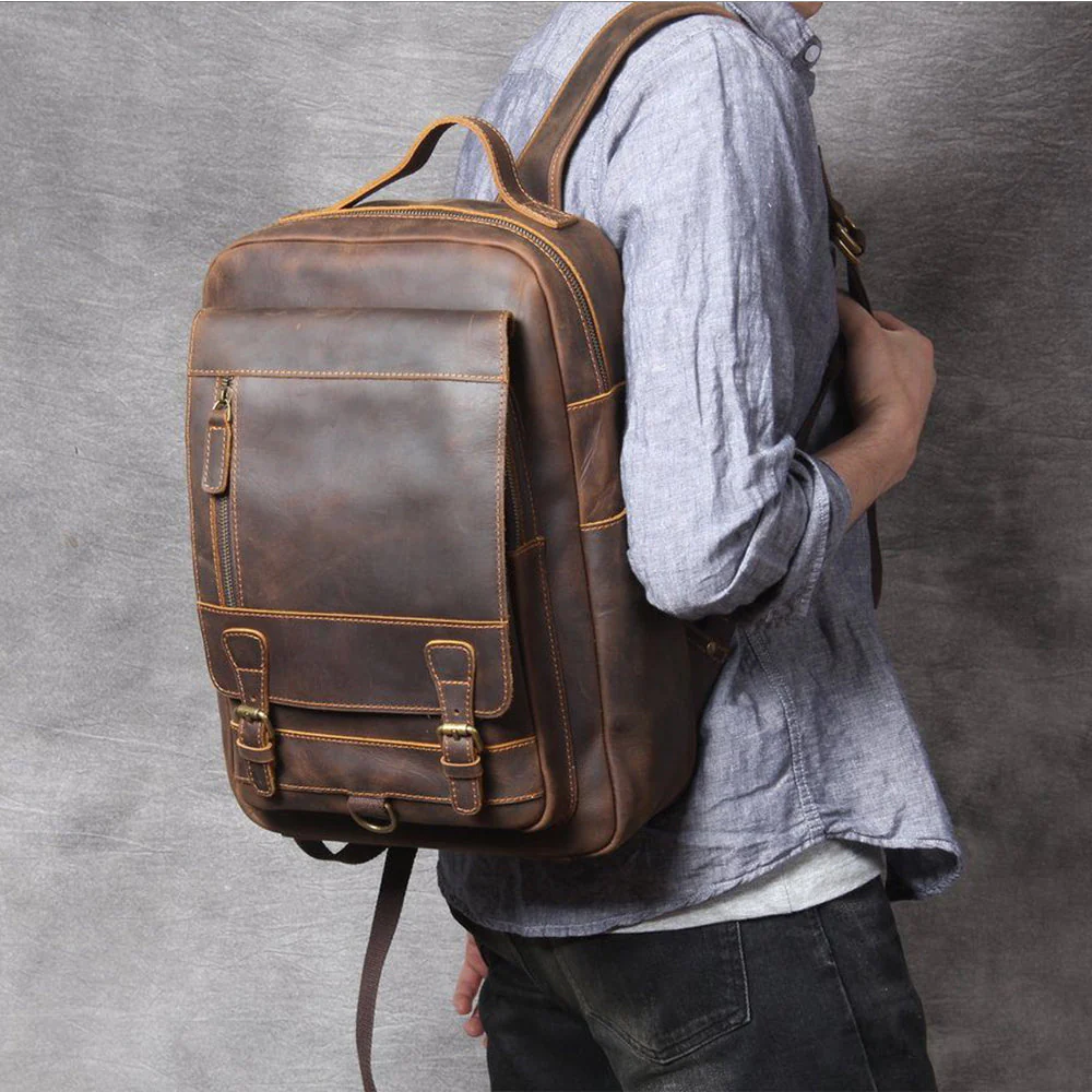 Tan Leather Backpack | CAREA - Image 15