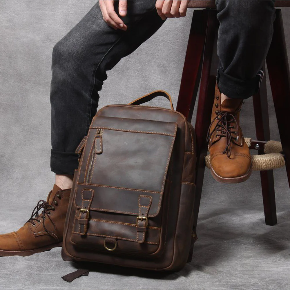Tan Leather Backpack | CAREA - Image 16