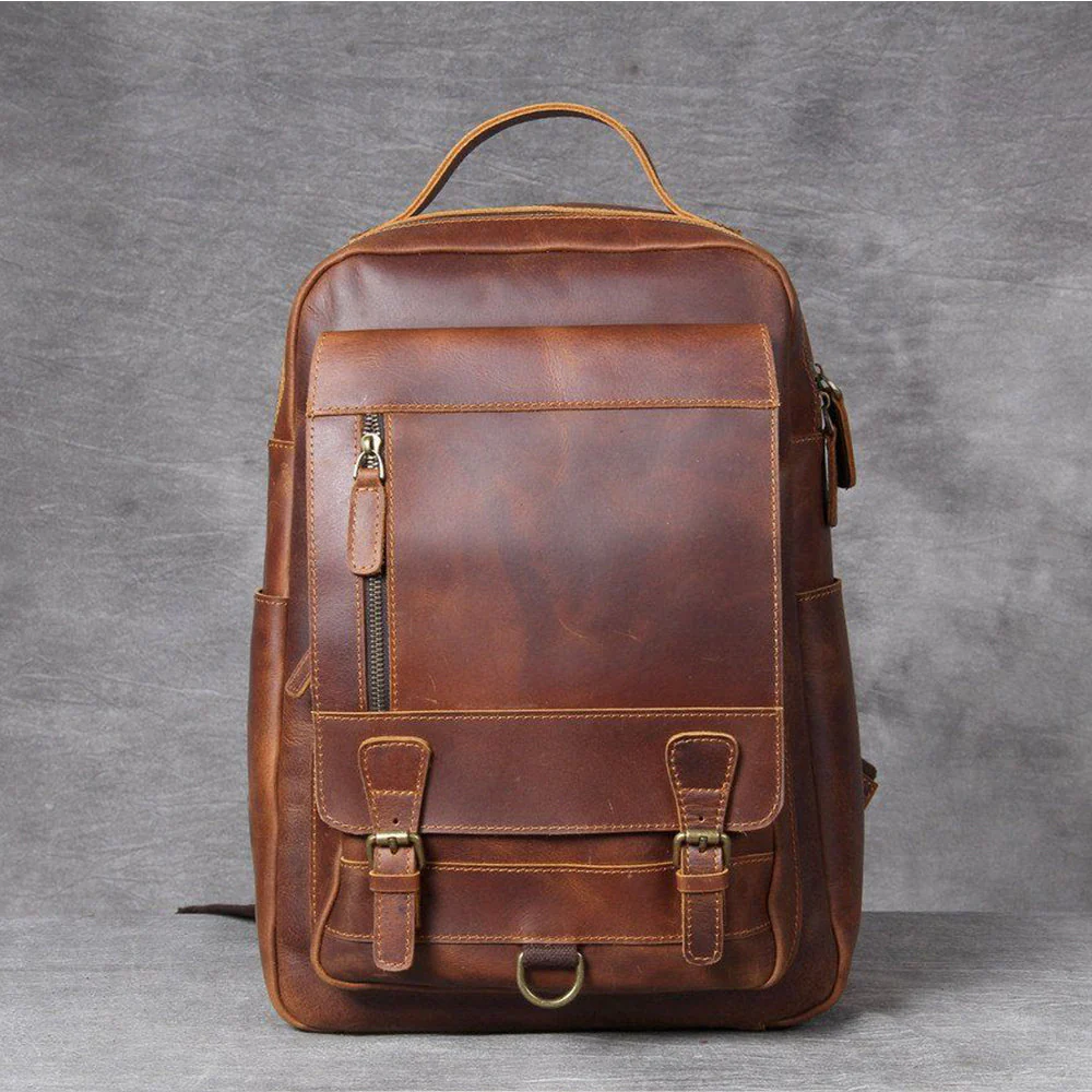 Tan Leather Backpack | CAREA - Image 19