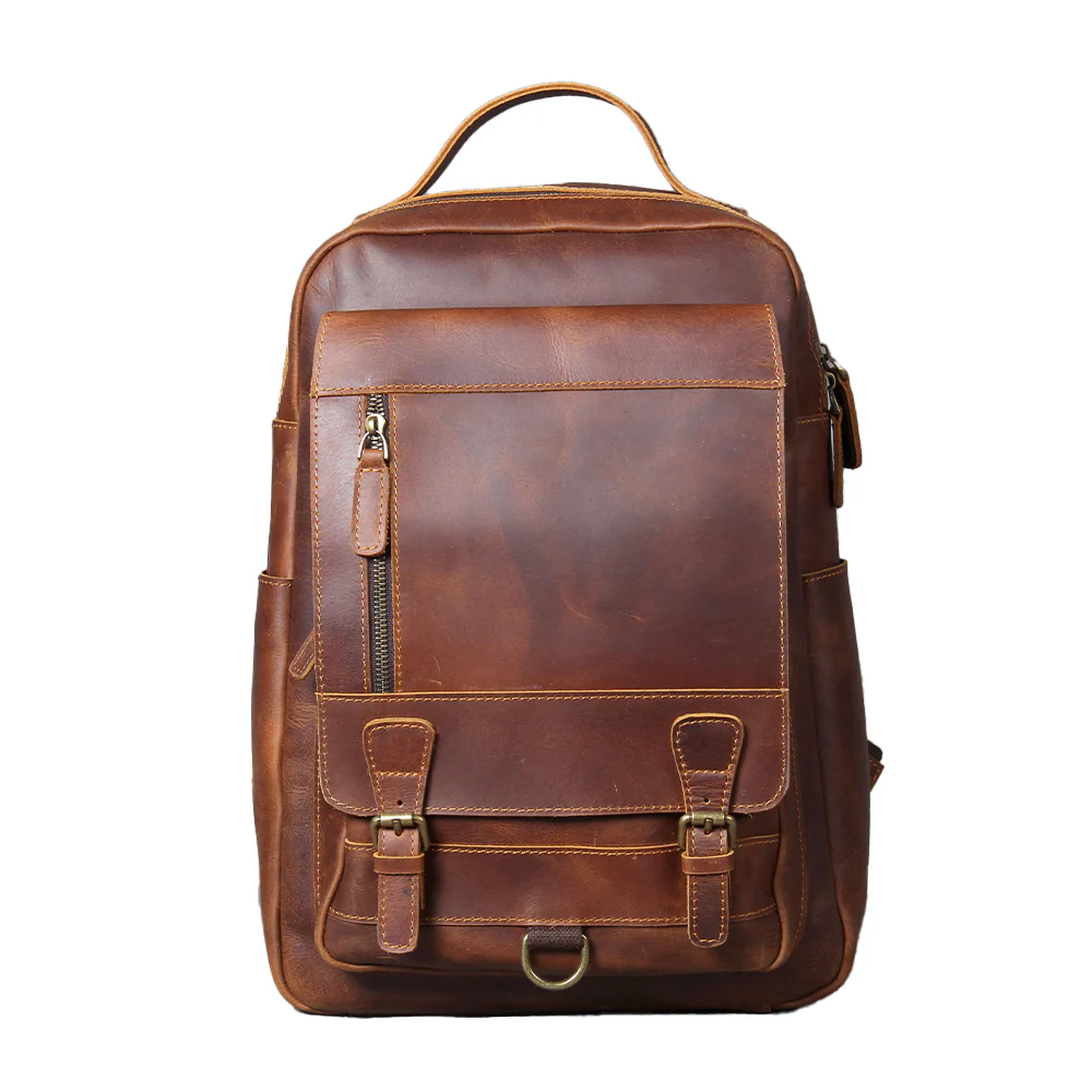 Tan Leather Backpack | CAREA - Image 2