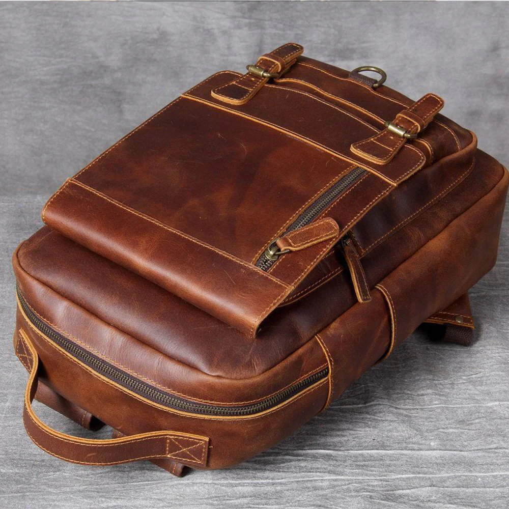 Tan Leather Backpack | CAREA - Image 8